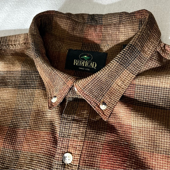 Red Head Brand Mens Brown Button Front Corduroy Casual Plaid -Size 2XLT - Picture 3 of 15